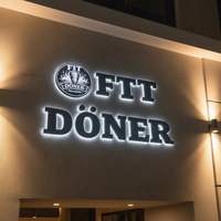Enseigne lumineuse LED 3D en acrylique personnalisée pour restaurant, logo publicitaire, enseigne extérieure pour magasin
