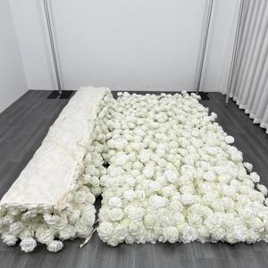 Cheapest Hot Selling <b>Artificial</b> White Champagne Rose Silk <b>Hydrangea</b> Flower Wall Backdrop for Wedding Event Stage Decoration - Product Image 1