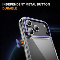 Coque de téléphone transparente avec cadre d'appareil photo électroplaqué pour iPhone 18 17 16 15 Pro Max, en TPU souple et acrylique, anti-jaunissement