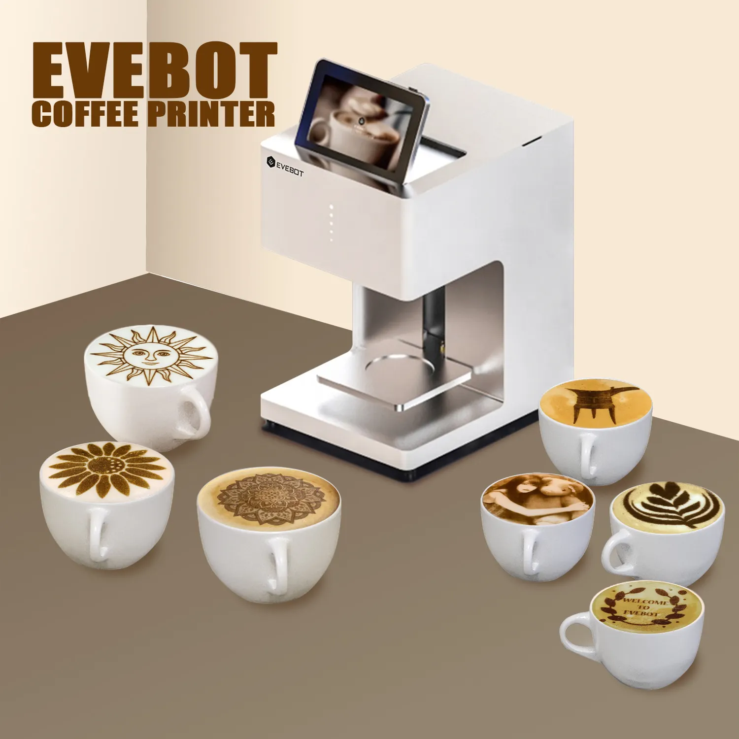ماكينة قهوة باللون الوردي EVEBOT EB-Pro مطبخ ومعدات فنادق ومستلزمات فنادق طابعة فنادق القهوة تستخدم في المقاهي