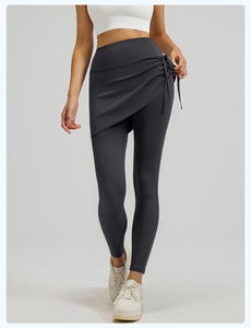 Two Pairs High <b>Elastic</b> Waist Pleated Yoga <b>Skirt</b> Pants for Women Slimming Anti-Embarrassment Exercise Fitness Full-Length Quick - Product Image 5