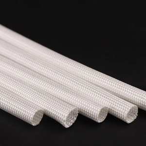 Manchon en fibre de verre tressé blanc/noir 600 ℃   Tube de protection en fibre de verre résistant à la chaleur et aux produits chimiques, isolation 1-10 mm - Product Image 3