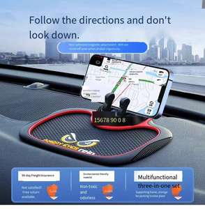 Support de téléphone portable monté sur la voiture avec technologie avancée multifonctionnelle, navigation, tapis antidérapant et fixation. - Product Image 3
