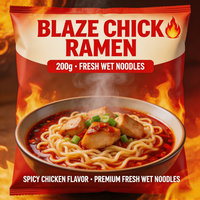 Nouilles fraîches pré-cuittes au blé dur, faibles en gras, Blaze Chick Ramen, longue durée de conservation, sans conservateurs, stockage à température ambiante