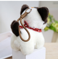 Mini porte-clés chat siamois en peluche calico avec haut-parleur, breloque de sac, jouet animal en peluche Kawaii, chaton moelleux, pendentif de sac à dos