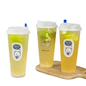 Hard PP Cold Drink 16Oz Single Wall Disposable Plastic Cups printing bubble tea cups custom Injection PP Cup with lid