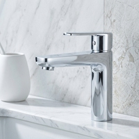 Robinet de lavabo monocommande en laiton chromé au design moderne, mélangeur eau chaude et froide pour salle de bain