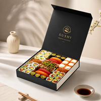 Boîte d'emballage pour sushis de qualité supérieure avec logo personnalisé, conteneur alimentaire en papier, boîte à emporter, boîte de luxe imprimée pour emporter