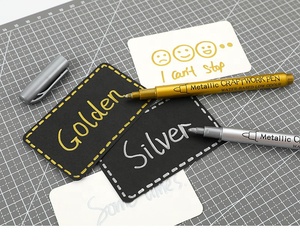 Marqueurs métalliques étanches argent et or pour signatures de fête et dessins de cartes de festival Marqueurs de peinture et surligneurs - Product Image 2