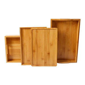Bamboo Serving <b>Trays</b> Rectangular Natural Wood Hotel Restaurant Coffee <b>Tea</b> <b>Tray</b> Set With Handles For Dining Service - Product Image 5