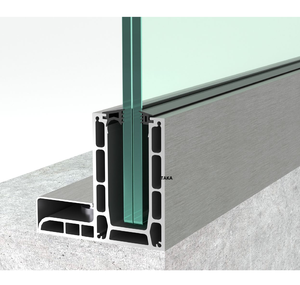 Profil en aluminium en forme de L Garde-corps à base en L Garde-corps en verre sans cadre Système de balustrade à profilé en <span class=keywords><strong>U</strong></span> Garde-corps en verre en L - Product Image 1