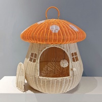 Wohnzimmer Multifunktionales PP-Rattan Pilzförmiges Katzen- und Hundebett
