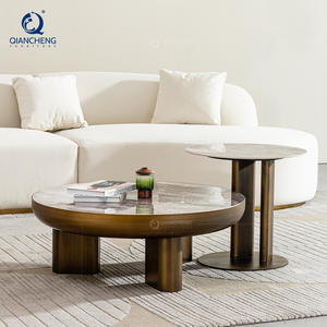 Nouvelle <span class=keywords><strong>table</strong></span> <span class=keywords><strong>basse</strong></span> ronde de luxe de nidification en <span class=keywords><strong>céramique</strong></span> de plaque de roche conçue ensemble avec la <span class=keywords><strong>table</strong></span> d'extrémité de cadre en métal pour des meubles de salon - Product Image 2