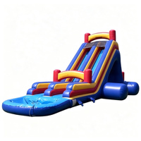 Toboggan aquatique commercial gonflable grand format avec piscine intégrée à vendre