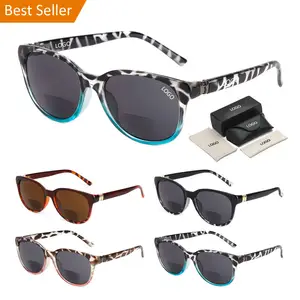 Gafas bifocales para exteriores, gafas de sol polarizadas con logotipo personalizado de plástico, gafas de sol de lectura bifocales para mujer