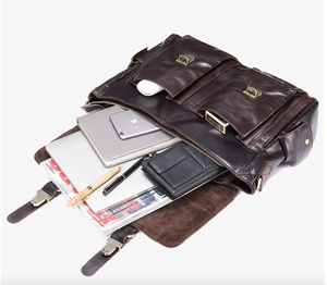 Sac à bandoulière en cuir de vache véritable Andong, grande capacité, sacs à main de luxe, sacoche pour ordinateur portable 14 pouces, sac de voyage, sac d'affaires - Product Image 6