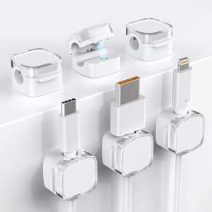 New 6 Pack <b>Magnetic</b> Cable Organizer Management Clips Strong <b>Adhesive</b> Wire Holder for Desk - Product Image 1