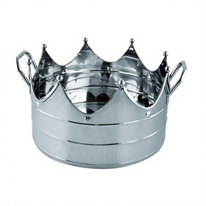 Refroidisseur de vin rond nervuré Bacs à glace en métal pour les fêtes Seaux à glace Bacs à boisson Galvanized Party King Design - Product Image 1