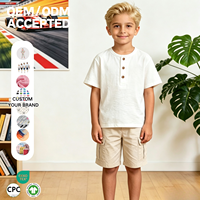 Ensemble deux pièces en coton pour enfants, style costume à manches courtes, garçons et filles, été, nouveau t-shirt et short