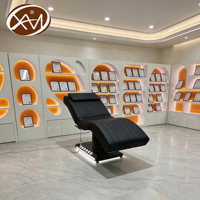 Table de massage électrique noire de luxe pour spa, salon de beauté, gym, soins des cils, esthétique, cosmétique, lit facial incurvé pour esthéticienne