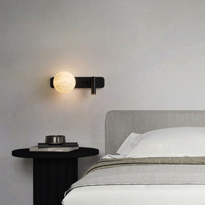 Modern Minimalist Black Rotatable <b>Wall</b> Lamp Led <b>Light</b> Source E27 Bulb Base Bedroom <b>Bedside</b> Living Room Lighting - Product Image 1