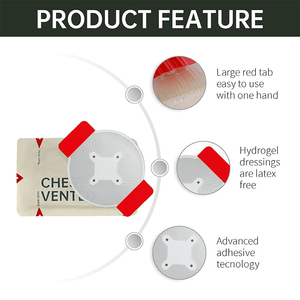 Medische Kwaliteit Noodtrauma <span class=keywords><strong>Hydrogel</strong></span> Dressing 4 Kanalen Ventilatieopeningen Borstafdichting - Product Image 3
