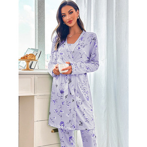 Nuovo Set Tre Pezzi Autunno-Inverno per Casa: Canottiere, Biancheria Intima, Pantaloni e Camicie <span class=keywords><strong>da</strong></span> <span class=keywords><strong>Notte</strong></span> per <span class=keywords><strong>Donna</strong></span> - Product Image 4