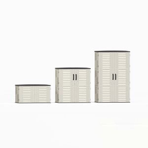 Armoire de rangement extérieure en HDPE, verrouillable, double <span class=keywords><strong>porte</strong></span>, pour jardin, patio, cour, facile à assembler, 120 gallons, organisation des outils et équipements - Product Image 5