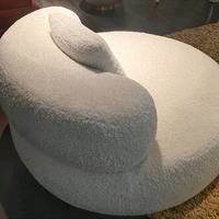 Chaise longue pivotante de salon blanche Fauteuils de luxe Hôtel Laine d'agneau Accent Canapé simple Chaise Meubles de maison