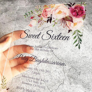 Carte d'invitation imprimée personnalisée avec enveloppe sceau de cire auto-scellant cartes de vœux faites à la main invitation de <span class=keywords><strong>mariage</strong></span> en acrylique - Product Image 5