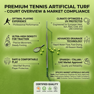 Terrain de padel <span class=keywords><strong>en</strong></span> <span class=keywords><strong>gazon</strong></span> artificiel 12 mm, haute densité, écologique, résistant aux UV, norme ITF, faible absorption des chocs - Product Image 6