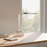 Lampe de bureau LED professionnelle 24W CRI 95, lampe de table blanche haut de gamme avec minuteur Pomodoro et variateur de luminosité coulissant, lampe d'étude pliable