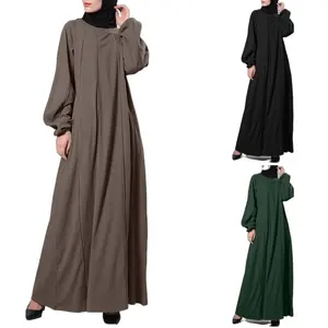 イスラム教徒の女性のためのルーズカジュアル無地ローブカシミアコットンドレス伝統的なイスラム教徒の服とアクセサリー