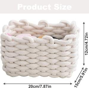 Cesta de Almacenamiento Portátil Ecológica de Cuerda de Algodón con Tapa, Diseño Moderno, Multifuncional para Uso en Múltiples Propósitos (Ropa, Juguetes, Ropa Sucia) - Product Image 2
