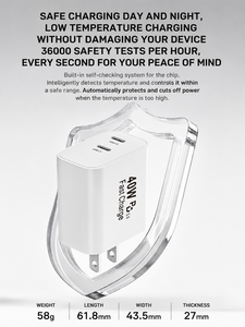 <span class=keywords><strong>Cargador</strong></span> de Teléfono Móvil GaN de 40W con Doble Puerto Tipo C, Venta al Por Mayor de Fábrica HYTO, Adaptador de Carga Rápida Portátil para <span class=keywords><strong>iPhone</strong></span> - Product Image 4