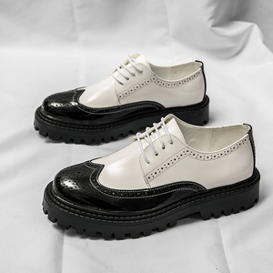 Chaussures habillées rétro pour hommes, style Oxford, en cuir véritable, mocassins décontractés à enfiler, coupe haute, bout rond, grandes tailles, nouveaux styles - Product Image 1