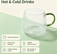 Mug mignon en verre borosilicate soufflé à la main 350 ml, réutilisable, compatible lave-vaisselle, pour fêtes, décorations de maison