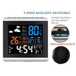 घर के लिए अलार्म घड़ी के 3 समूहों के साथ बहु-कृत्रिम डिजिटल तापमान और आर्द्रता मौसम स्टेशन - Product Image 6