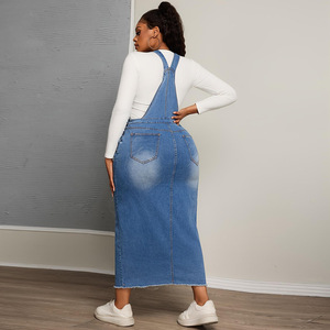 Váy denim hiện đại dành cho nữ, váy denim không dây, váy <span class=keywords><strong>midi</strong></span> cho nữ, váy vintage cỡ lớn - Product Image 2