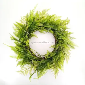 2024 Spring Easter Decoration Green Large Wreath Handmade Plastic Ring Artificial Foliage Wreath for Front Door Supplies