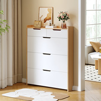 Meuble à chaussures moderne ultra-fin en bois, étroit et conique pour entrée, rangement mural intégré multifonctionnel