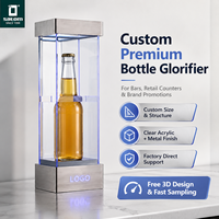 Présentoir de bouteilles LED à lévitation magnétique, Glorifier carré en métal pour bar