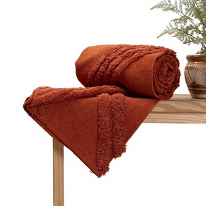 Manta de Lujo Hecha a Mano 100% Algodón, Suave y Cálida, con Rayas, Ecológica, Decorativa, para Cama, de la India ITHL - Product Image 1