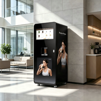 Distributeur automatique de milk-shakes protéinés avec distributeur de gobelets, eau chaude et froide, paiement par carte et monnaie