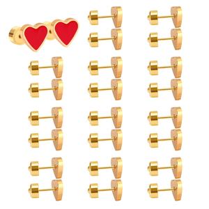 Pendientes de Corazón de Acero Inoxidable con Baño de Oro para Mujer, Diseño Clásico y Elegante, Tipo Pat Plug, Venta al por Mayor - Product Image 4