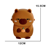 Bolsa Cruzada de Silicona con Diseño de Capibara de Dibujos Animados, Color Marrón, Monedero, Accesorio de Moda Impermeable para Niños