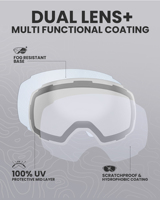 Masque de ski et de snowboard OutdoorMaster PRO avec verres magnétiques, protection UV CE, lunettes de sécurité, monture noir-gris, verre gris VLT 10%