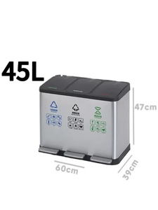 45L Đứng Ba Thùng Rác Có Thể Lưu Trữ Xô Thép Không Gỉ Tái Chế Thùng Nhấn Loại Bước Đạp 10Gallon Thân Thiện Với Môi - Product Image 6
