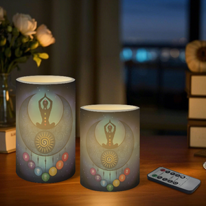 Juego <span class=keywords><strong>de</strong></span> 3 Velas LED sin Llama para Meditación <span class=keywords><strong>de</strong></span> <span class=keywords><strong>los</strong></span> <span class=keywords><strong>Siete</strong></span> Chakras con Control Remoto, Velas Decorativas Personalizadas para Yoga Espiritual, OEM ODM - Product Image 3