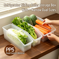 Boîte de rangement transparente en plastique PP brillant empilable pour réfrigérateur, avec roulettes, pour le stockage des légumes et la fraîcheur dans la cuisine